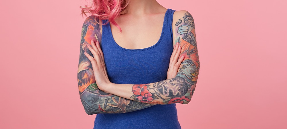 color tattoo on girl arm