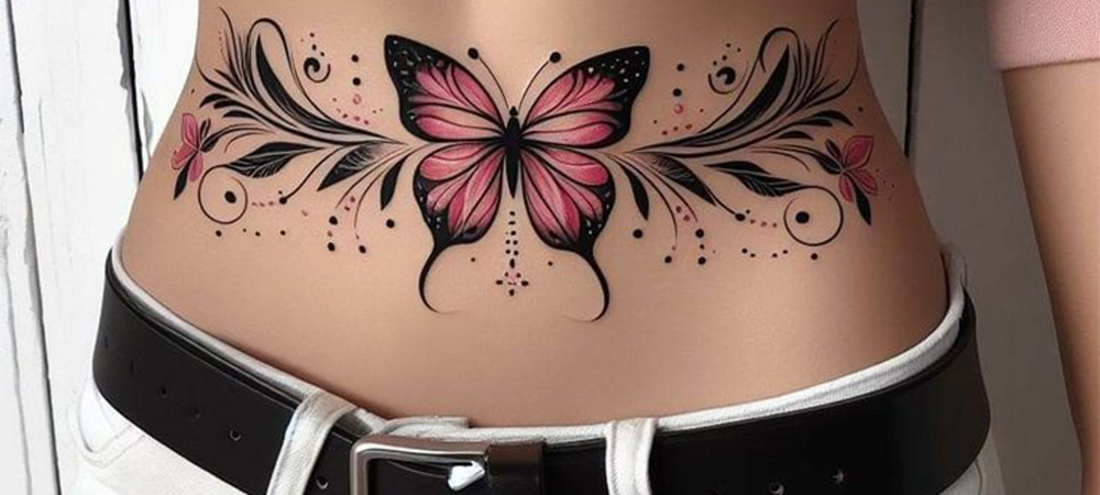 water color tattoo on belly