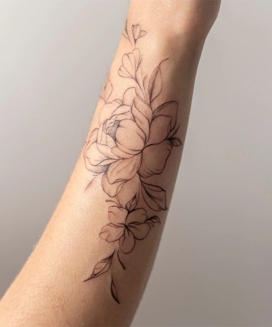 beautiful flower fine line tattoo