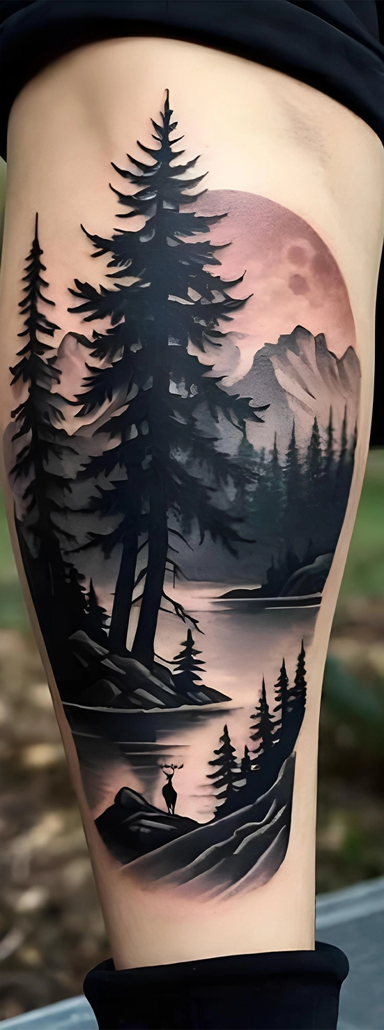 beautiful nature tattoo with animals