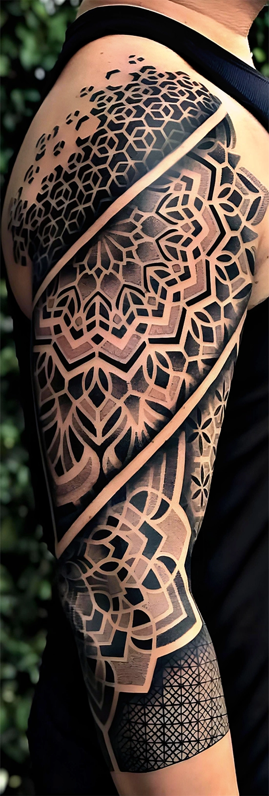 dot work tattoo full sleeve