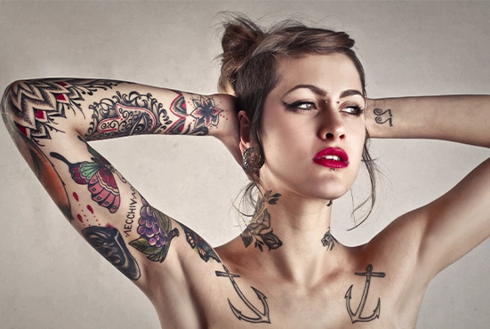 illustrative tattoo on women body