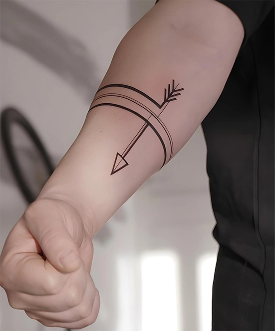 minimalist geometric arrow tattoo