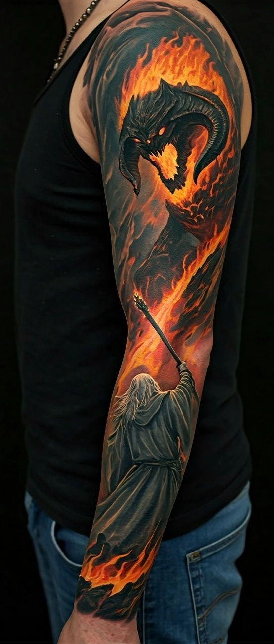 popup realism full sleeve tattoo