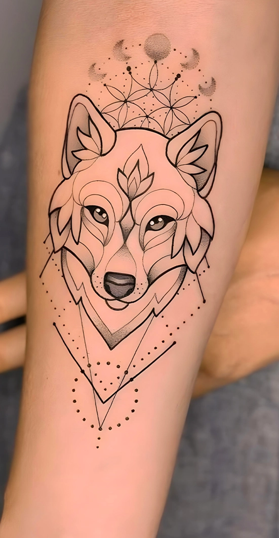 wolf geometric tattoo